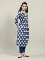 Printed Cotton Blend Kurta With Pants & Dupatta