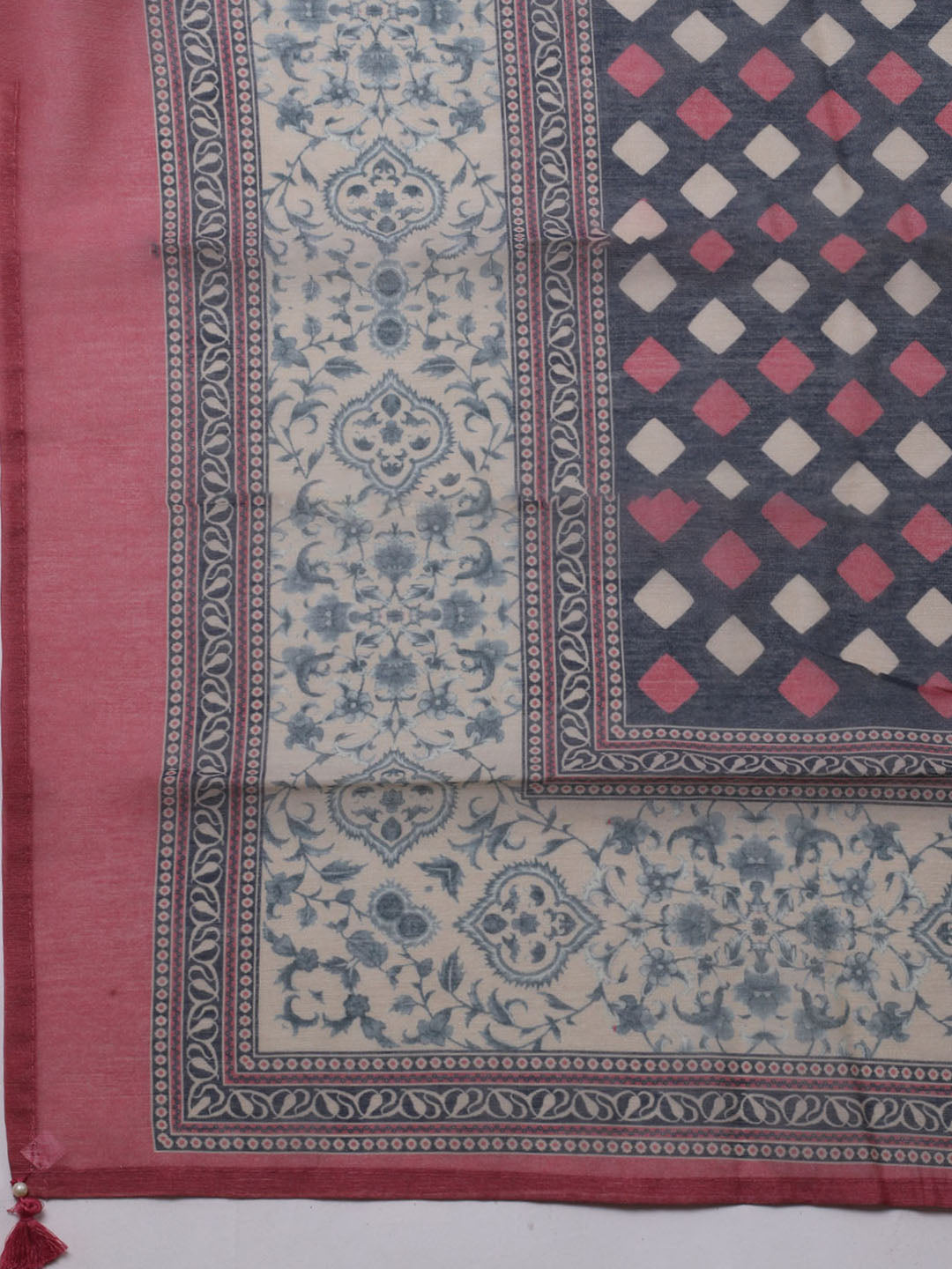 Printed Chanderi Unstitched Suit With Dupatta