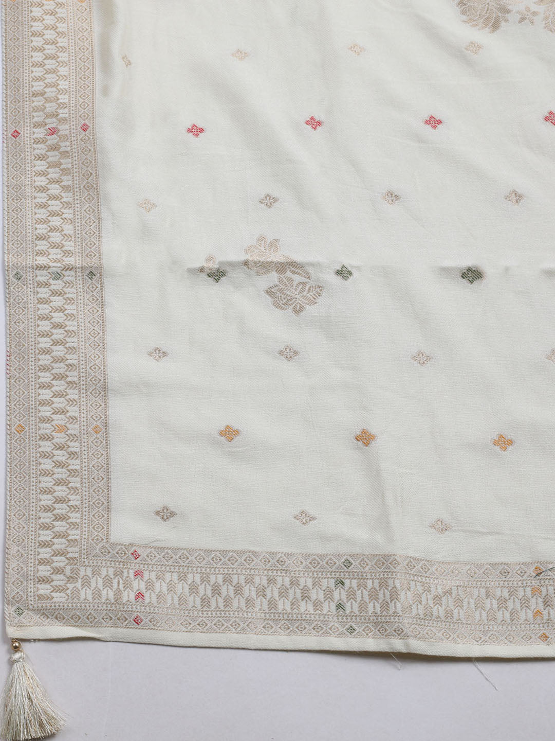 Pashmina Woven Design Unstitched Kurta With Pant &amp; Dupatta
