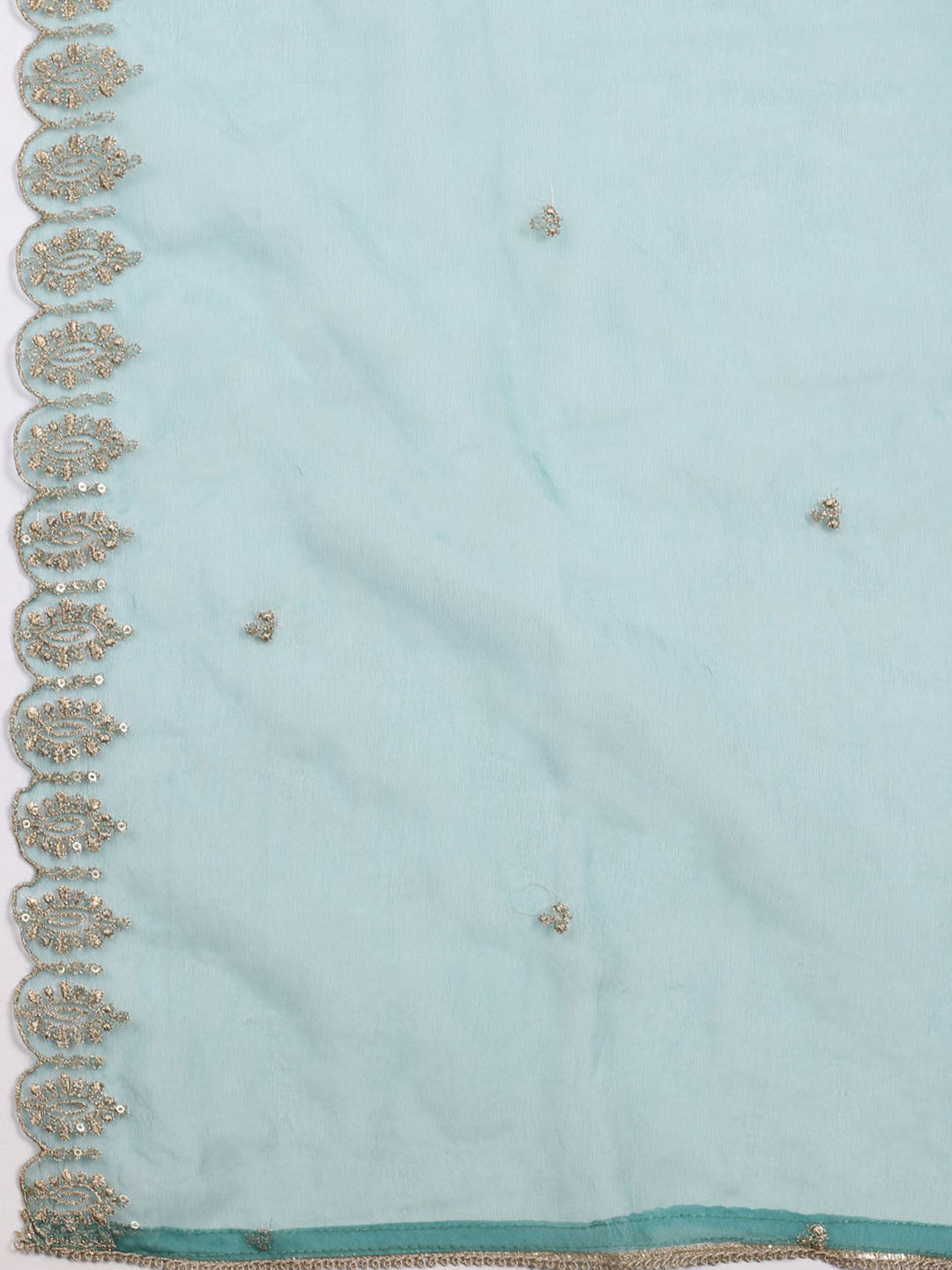 Neck Embroidered Chanderi Unstitched Suit With Dupatta