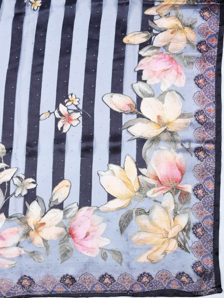 Woven Design Georgette Unstitched Suit With Pant &amp; Dupatta