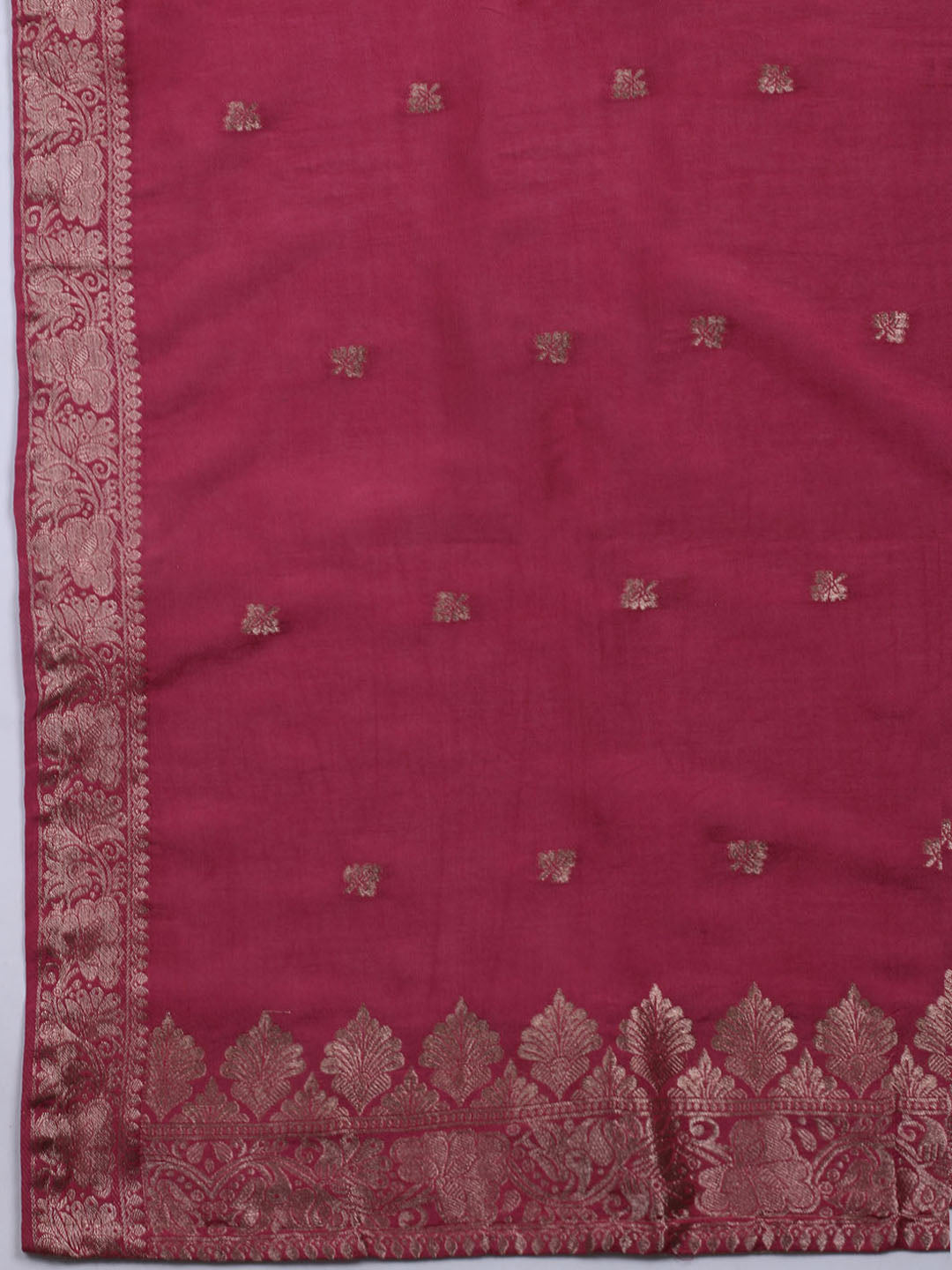Neck Embroidered Chanderi Unstitched Suit With Dupatta