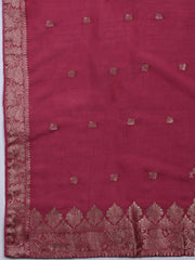 Neck Embroidered Chanderi Unstitched Suit With Dupatta