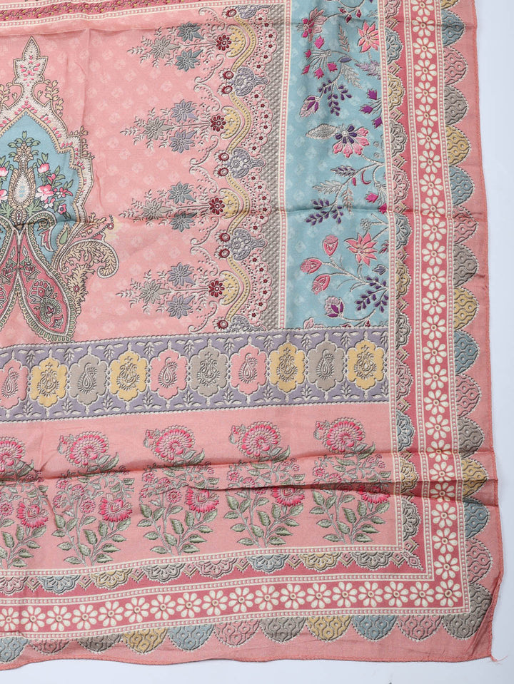 Embroidered Muslin Unstitched Suit With Pant &amp; Dupatta