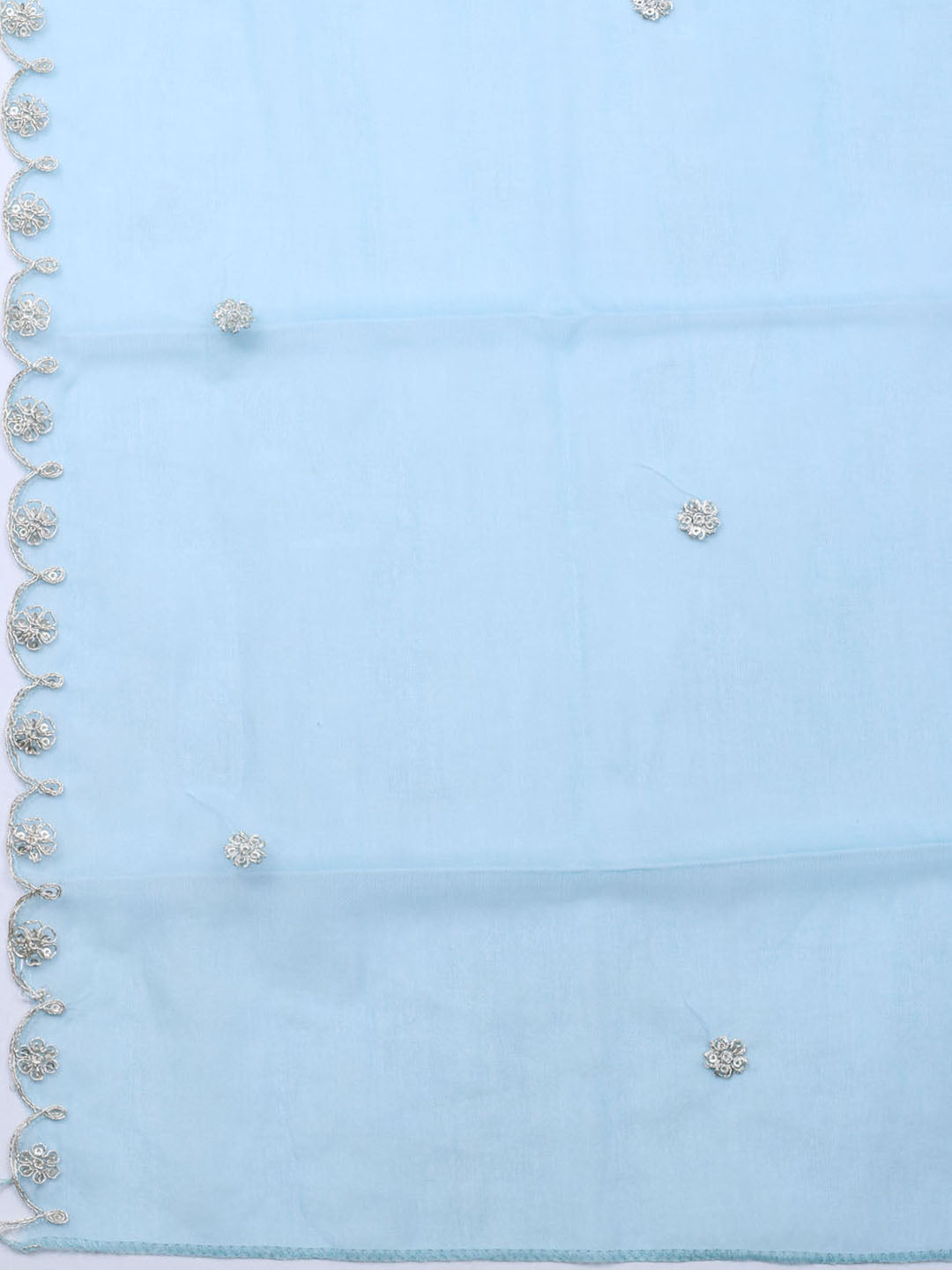 Neck Embroidered Organza Unstitched Suit With Dupatta