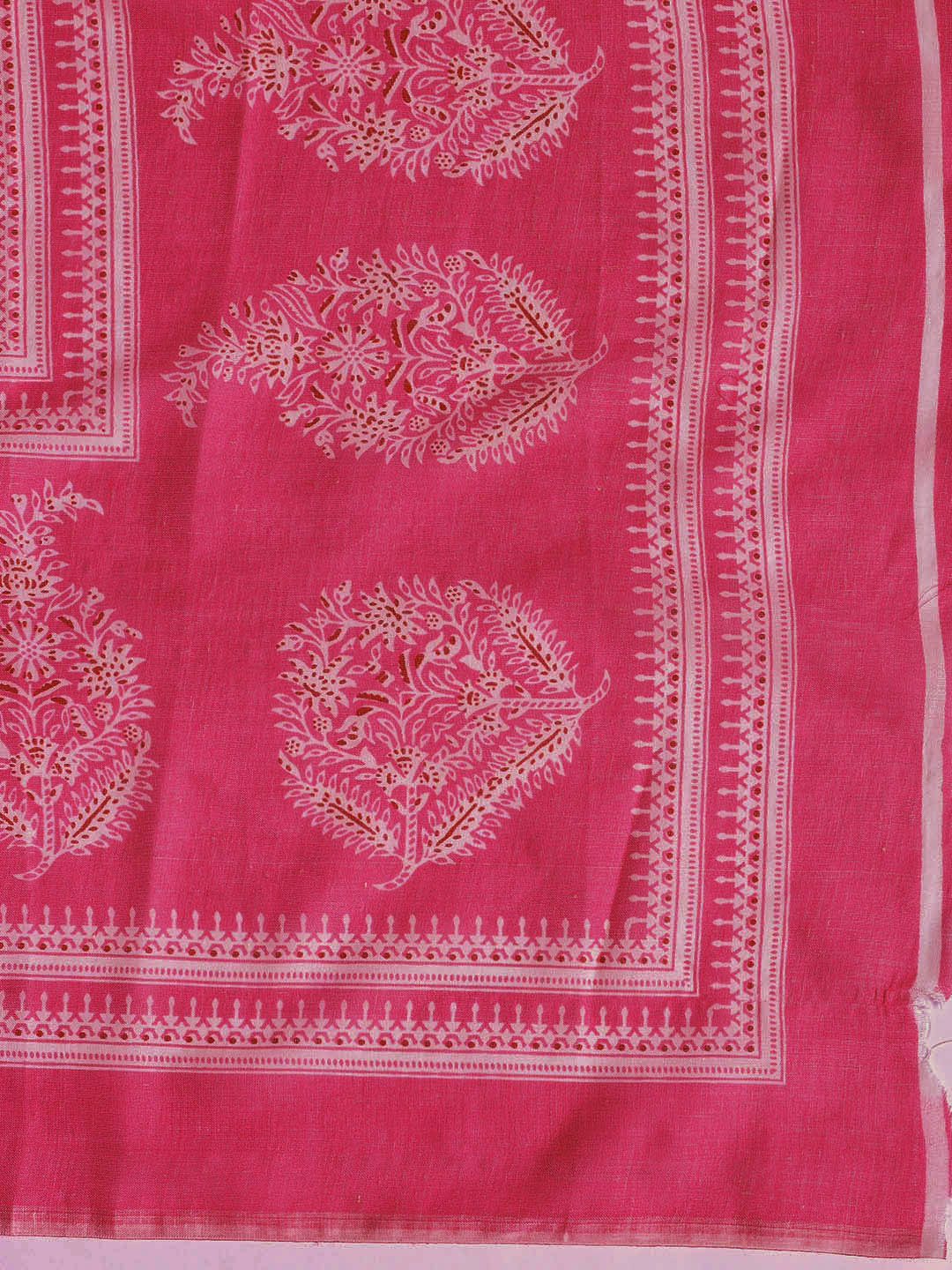 Printed Cotton Blend Unstitched Suit With Dupatta