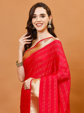 Plain Zari Border Organza Saree