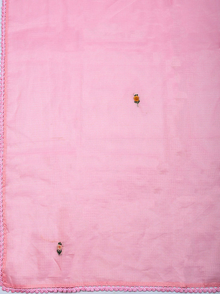 Embroidered Cotton Blend Unstitched Suit With Pant &amp; Dupatta