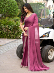 Sequins Embroidery Chiffon Saree