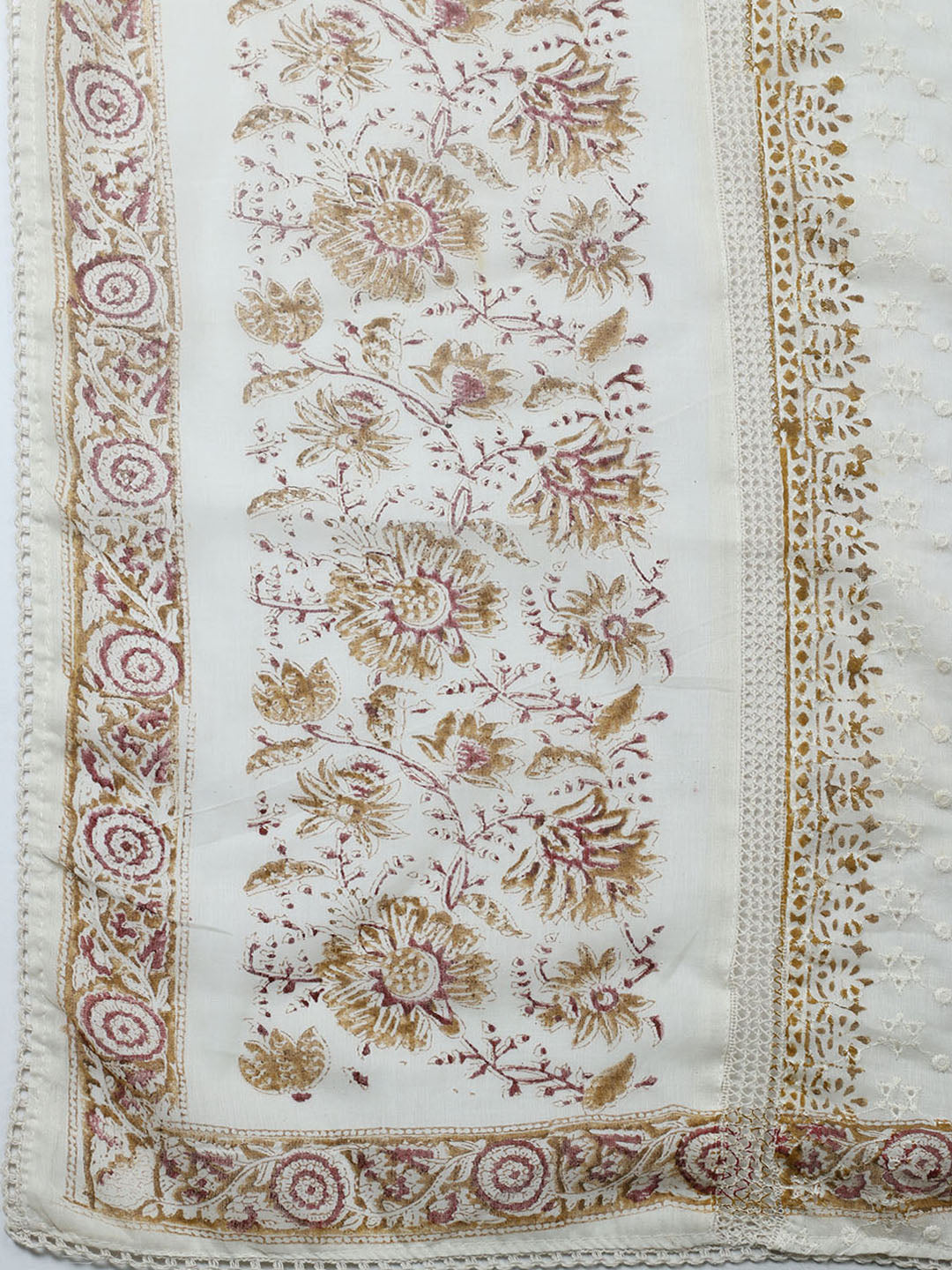 Embroidered Cotton Blend Unstitched Suit With Pant &amp; Dupatta