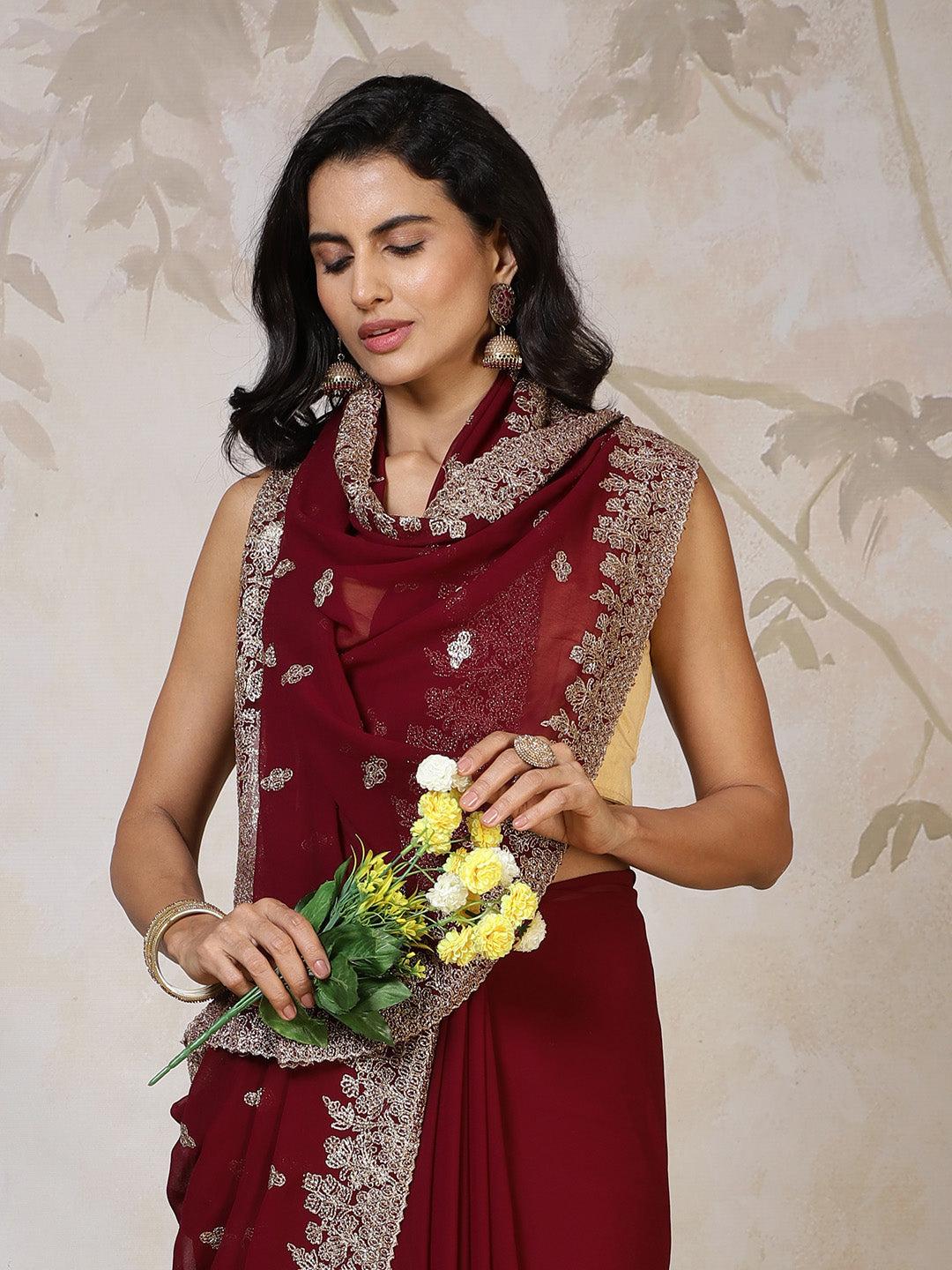 Zari Embroidered Georgette Saree