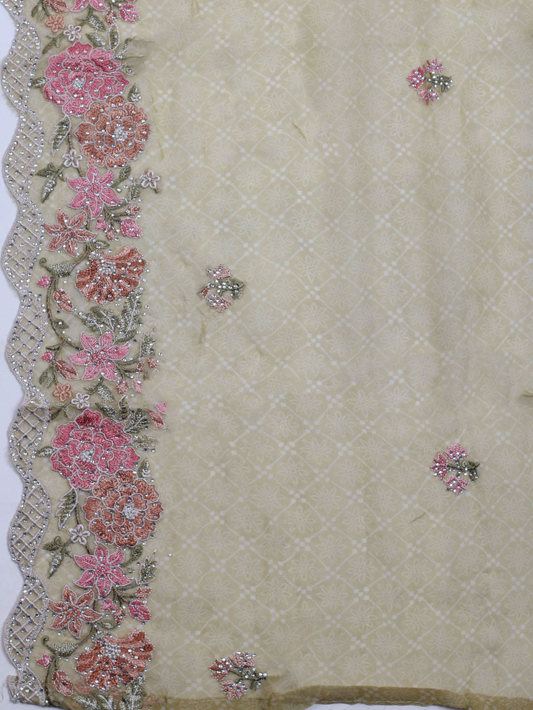 Embroidered Organza Unstitched Suit With Dupatta