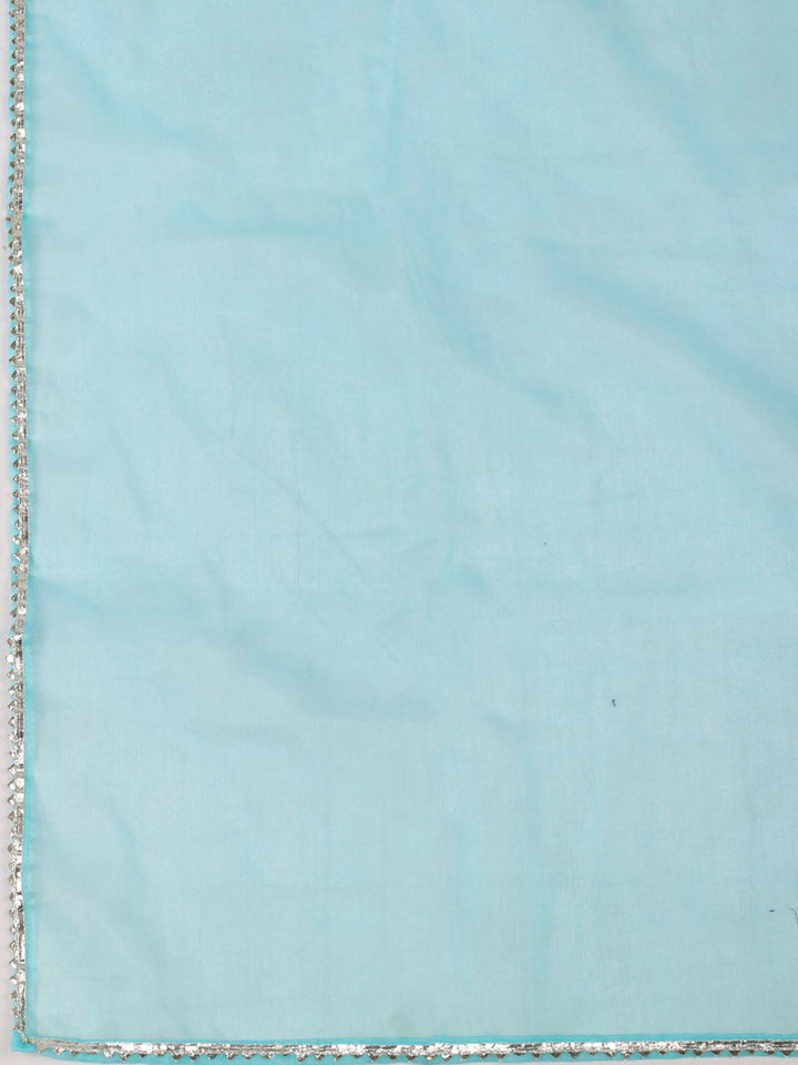 Neck Zari Embroidery Organza Unstitched Suit Piece With Dupatta