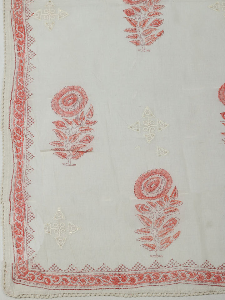Printed Cotton Unstitched Suits Printed Suit With Pant &amp; Dupatta