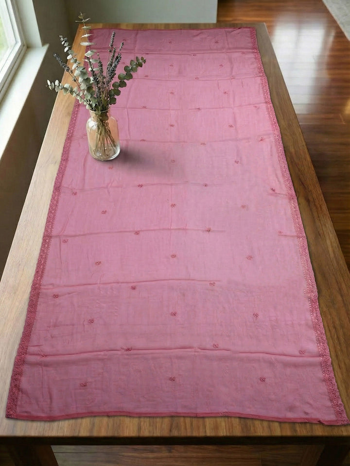 Embroidered, Chanderi Unstitched Suit With Pant &amp; Dupatta