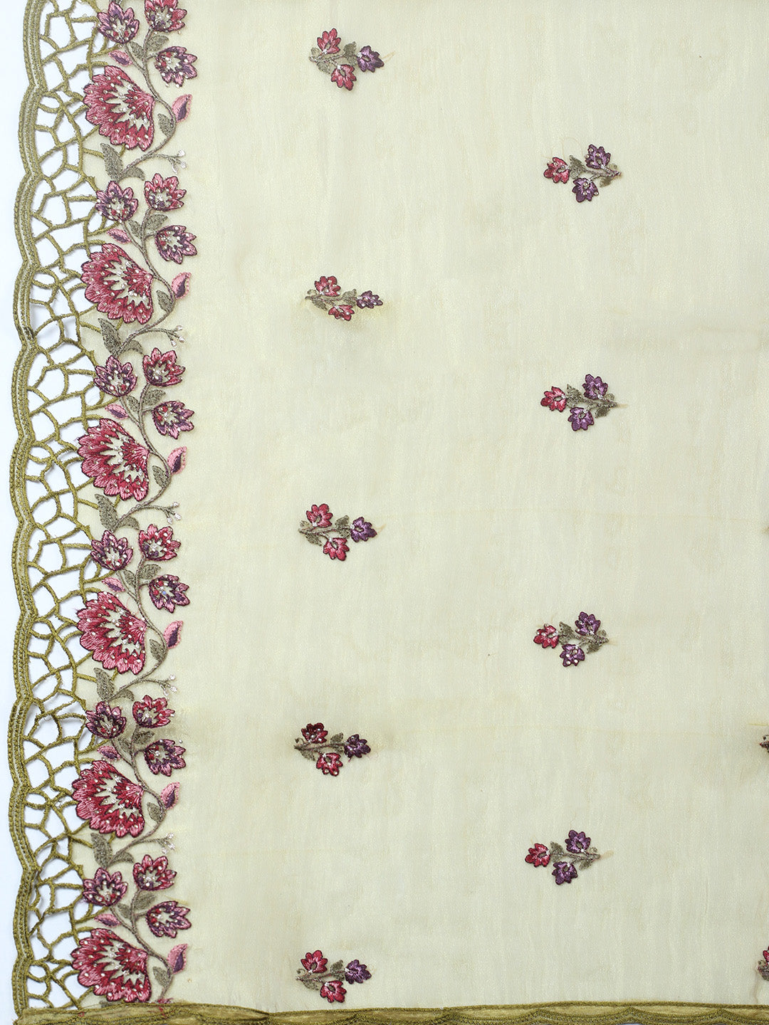 Embroidered Tissue Unstitched Suit With Pant &amp; Dupatta