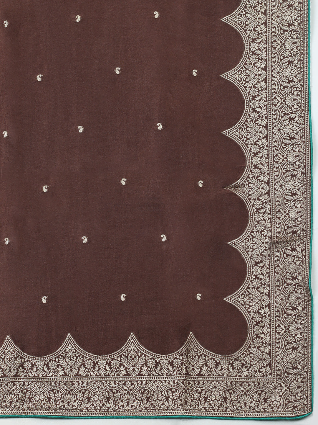 Embroidered Chanderi Unstitched Suit With Pant &amp; Dupatta