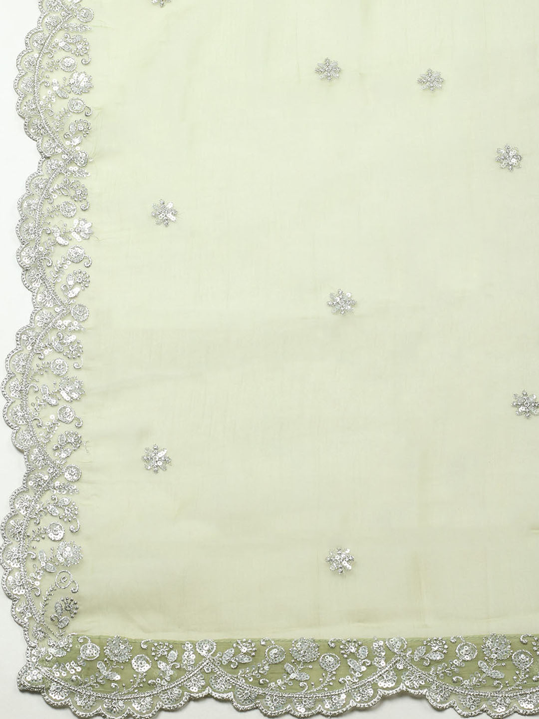 Embroidered Organza Unstitched Suit With Pant &amp; Dupatta