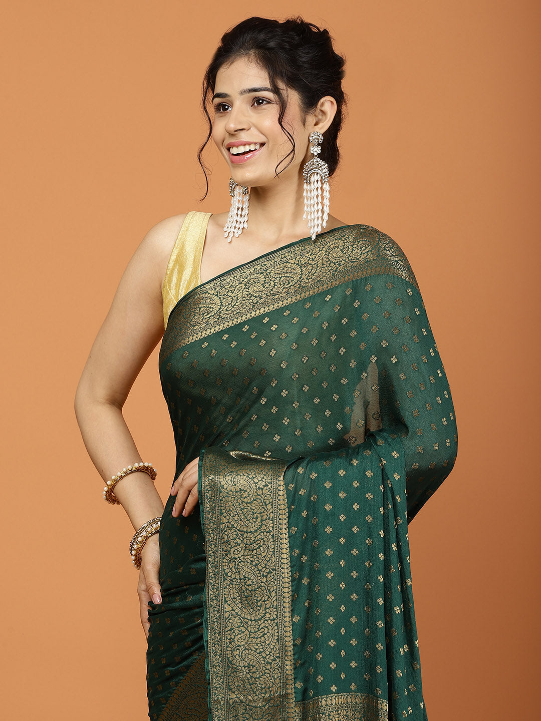 Zari Border Woven Chiffon Saree
