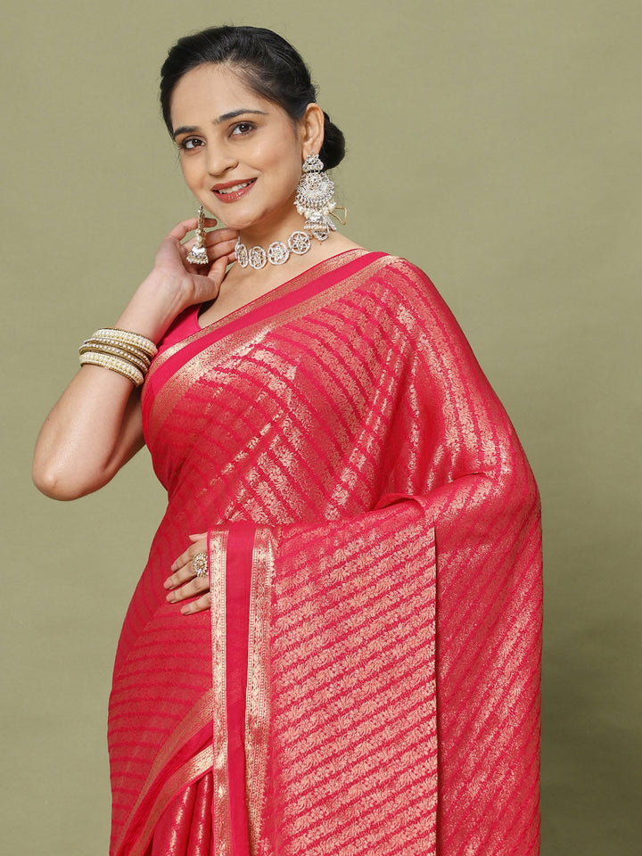 Zari Jaal Woven Crepe Saree