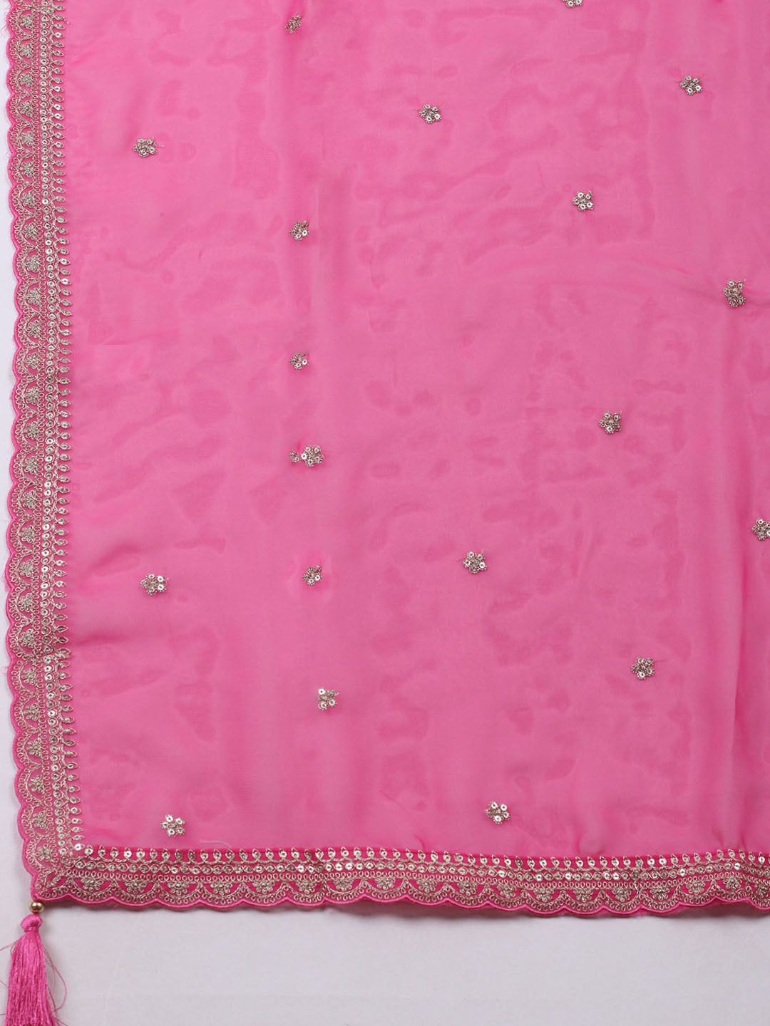Embroidered Art Silk Unstitched Suit With Dupatta