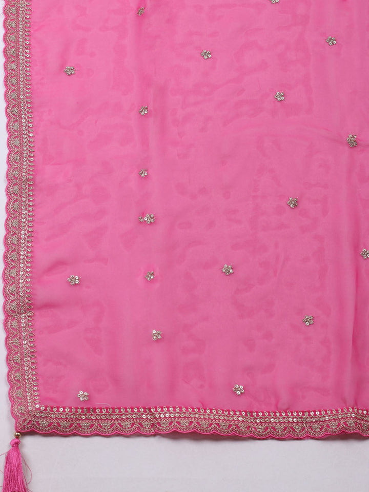 Embroidered Art Silk Unstitched Suit With Dupatta