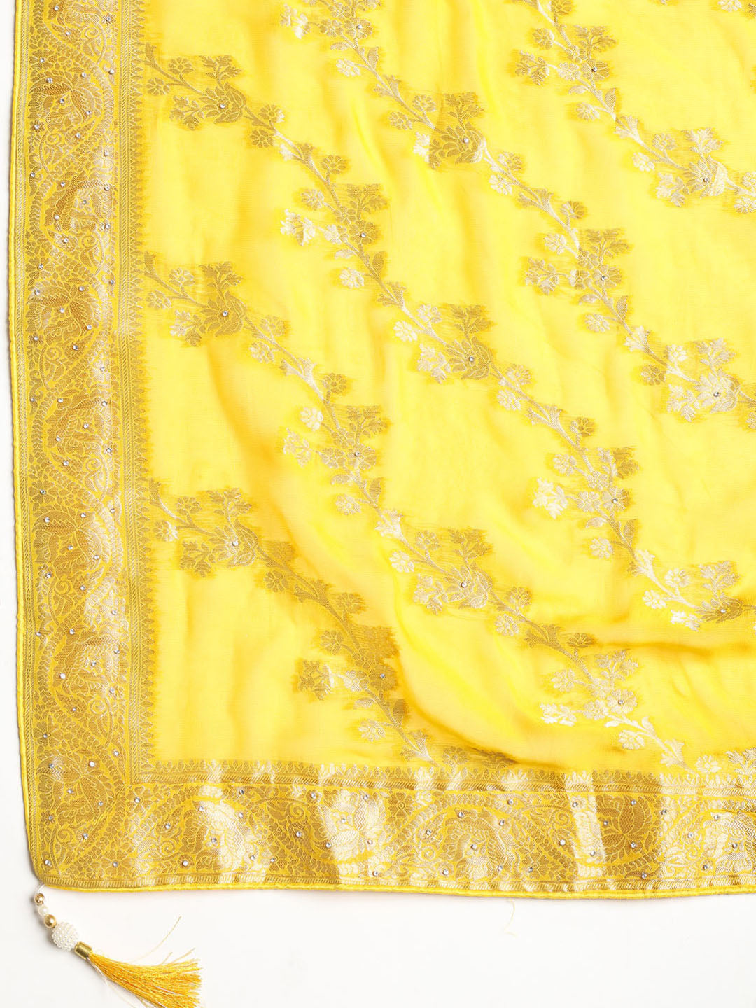 Neck Embroidered Georgette Unstitched Suit With Dupatta