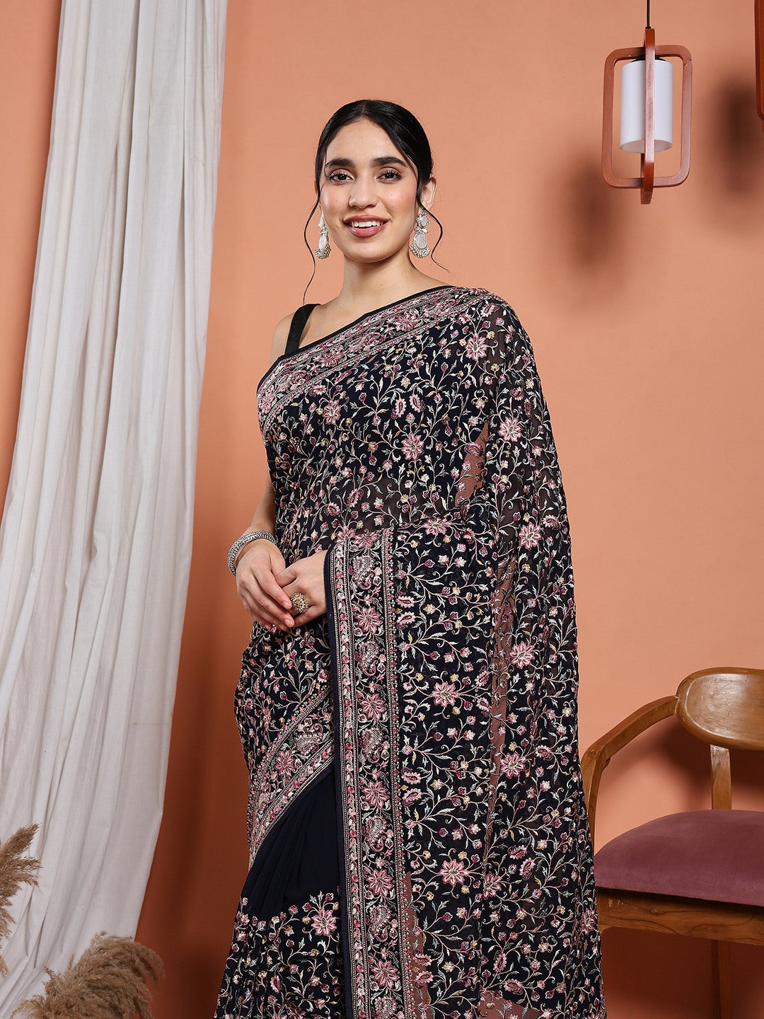 Embroidered Georgette Saree