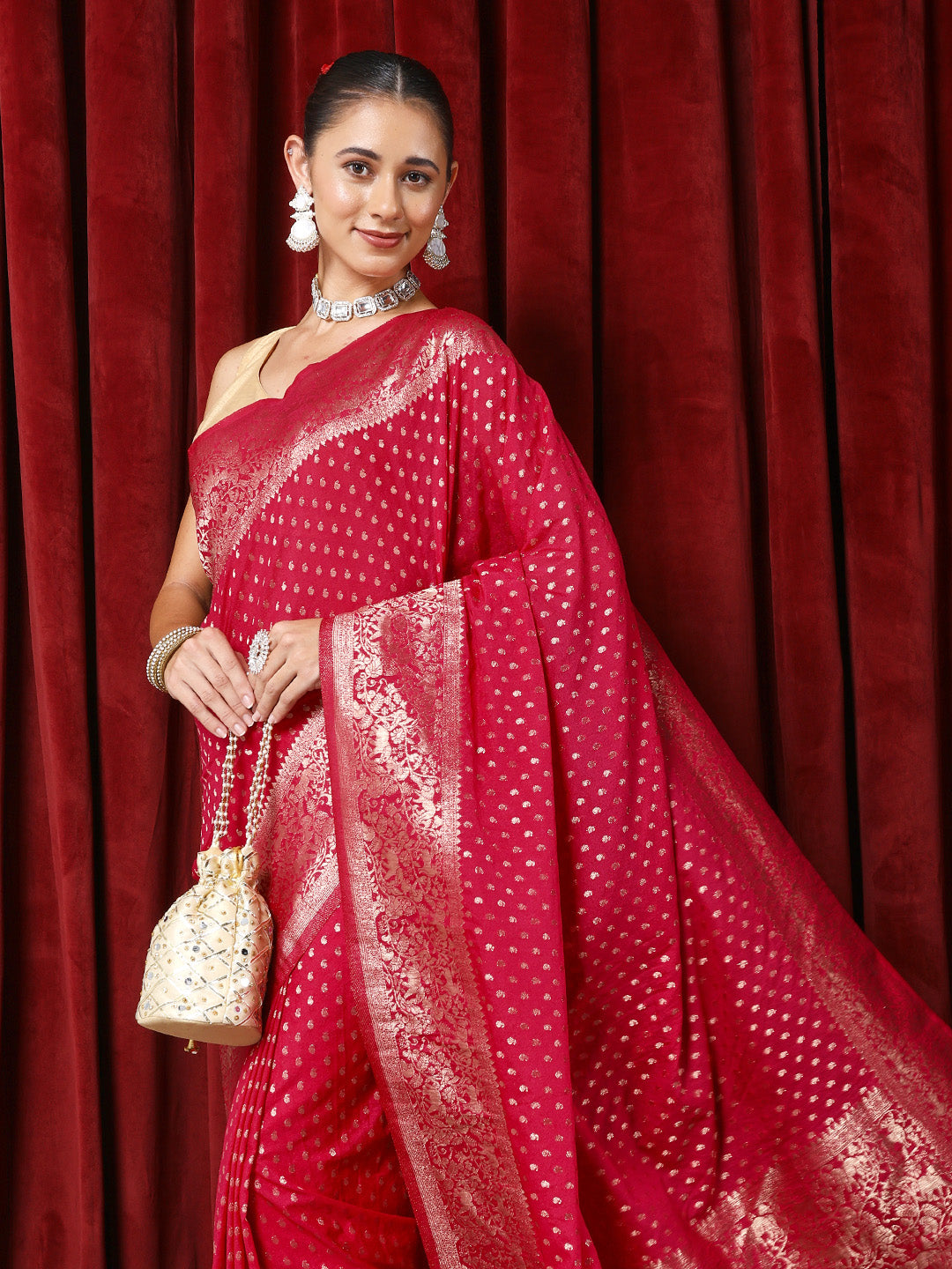 Zaari Jaal Crepe Saree