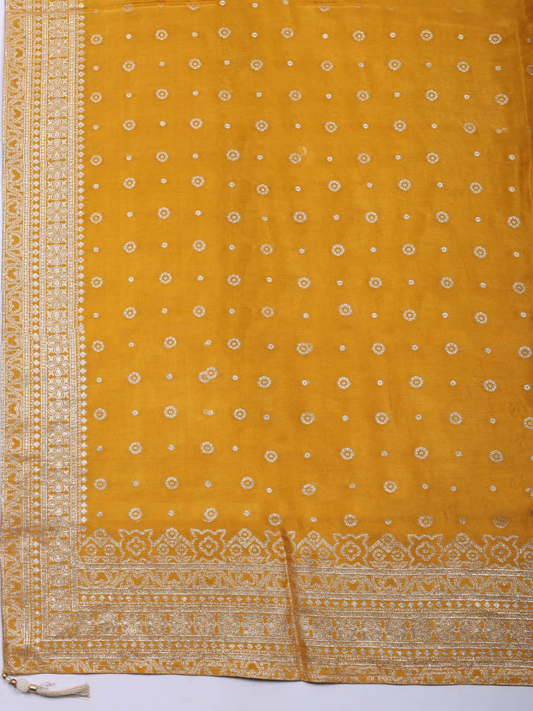 Embroidered Chanderi Unstitched Suit With Pant &amp; Dupatta