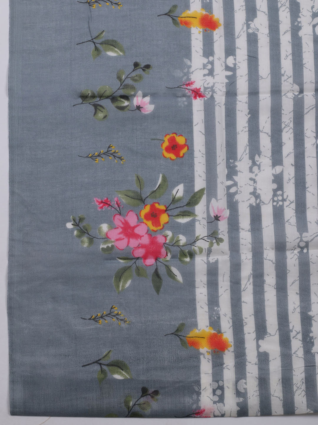Patch Neck Cotton Blend Unstitched Suit With Dupatta