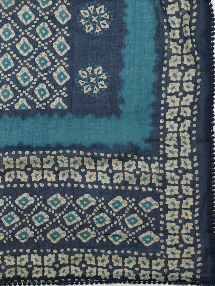 Embroidered Cotton Blend Unstitched Suit With Pant Dupatta