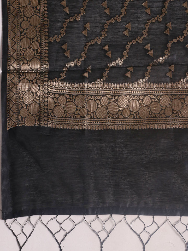 Woven Design Chanderi Unstitched Suit With Pant &amp; Dupatta