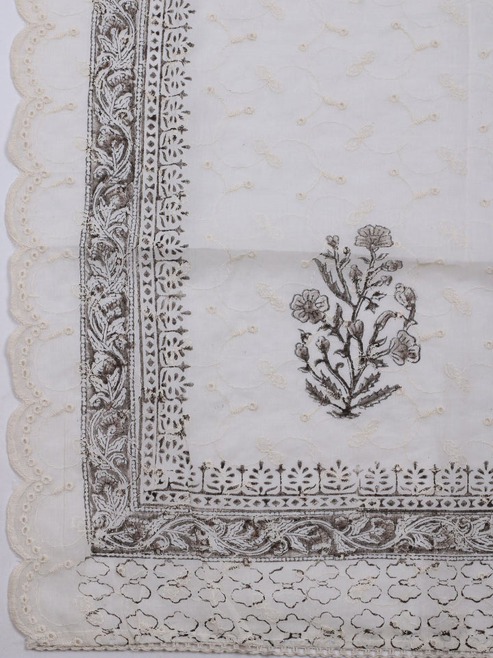 Printed Cotton Blend Unstitched Suit With Dupatta