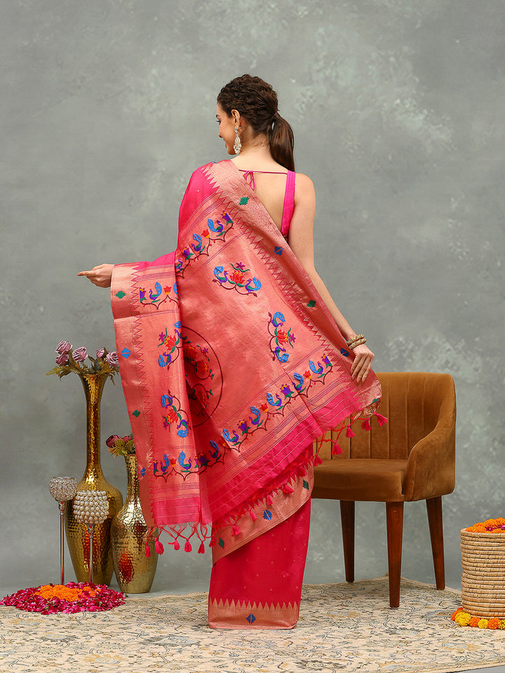 Paithani Woven Design Tussar Saree