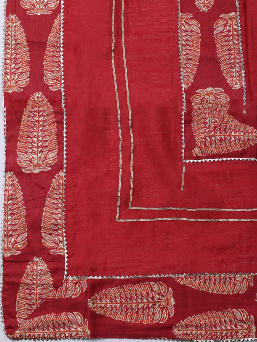 Neck Patti Cotton Blend Unstitched Suit With Dupatta