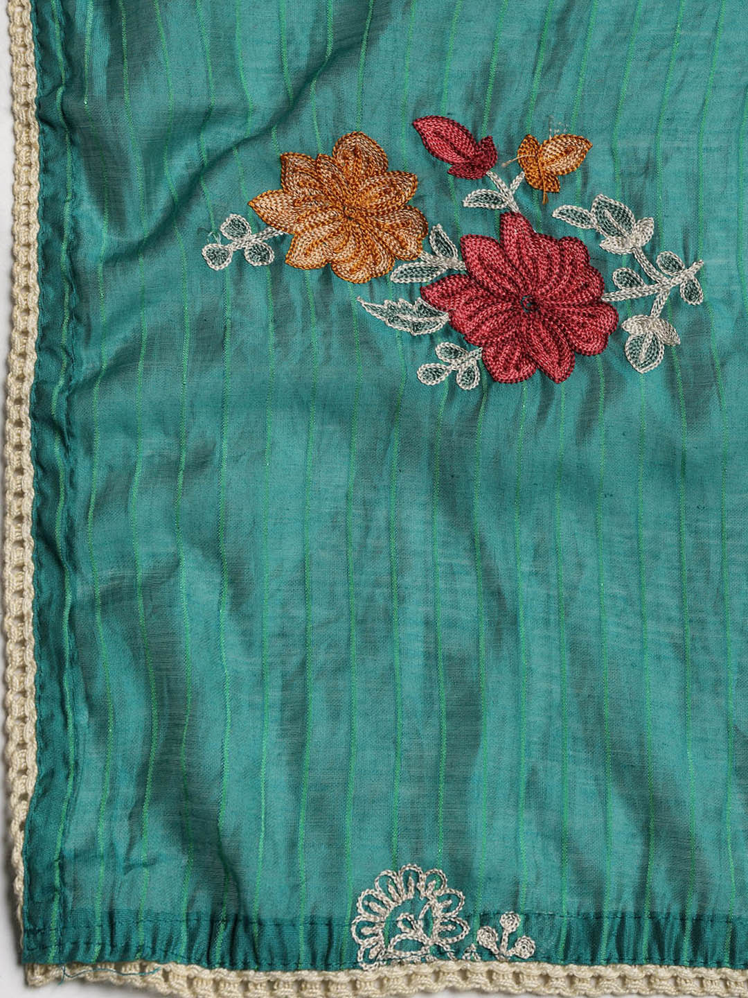 Embroidered Chanderi Unstitched Suit With Dupatta