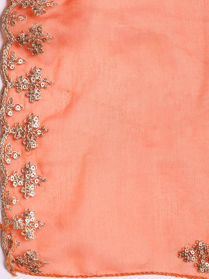 Neck Embroidered Organza Unstitched Suit With Dupatta