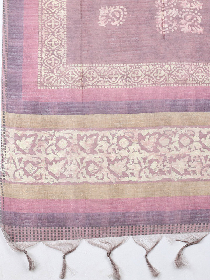 Embroidered Chanderi Unstitched Suit With Pant &amp; Dupatta