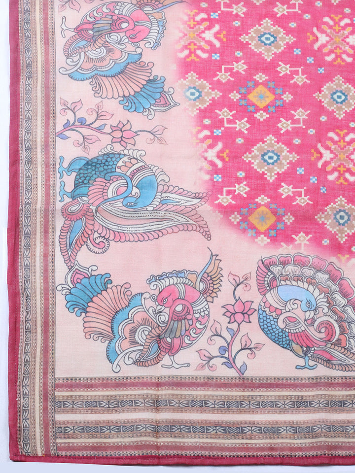 Embroidered Linen Blend Unstitched Suit With Pant &amp; Dupatta