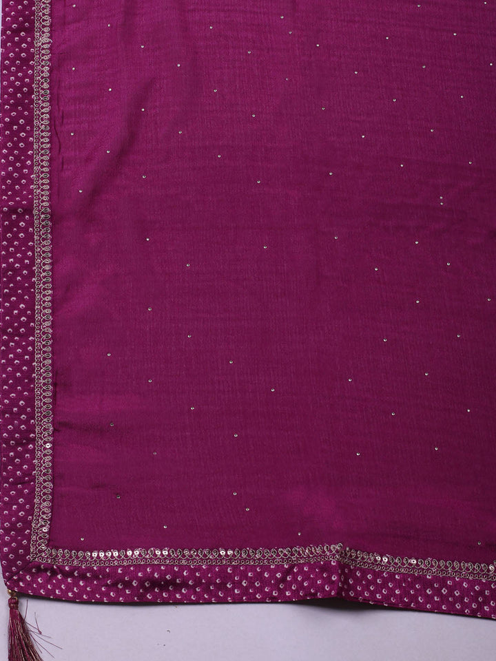 Embroidered Art Silk Unstitched Suit With Dupatta