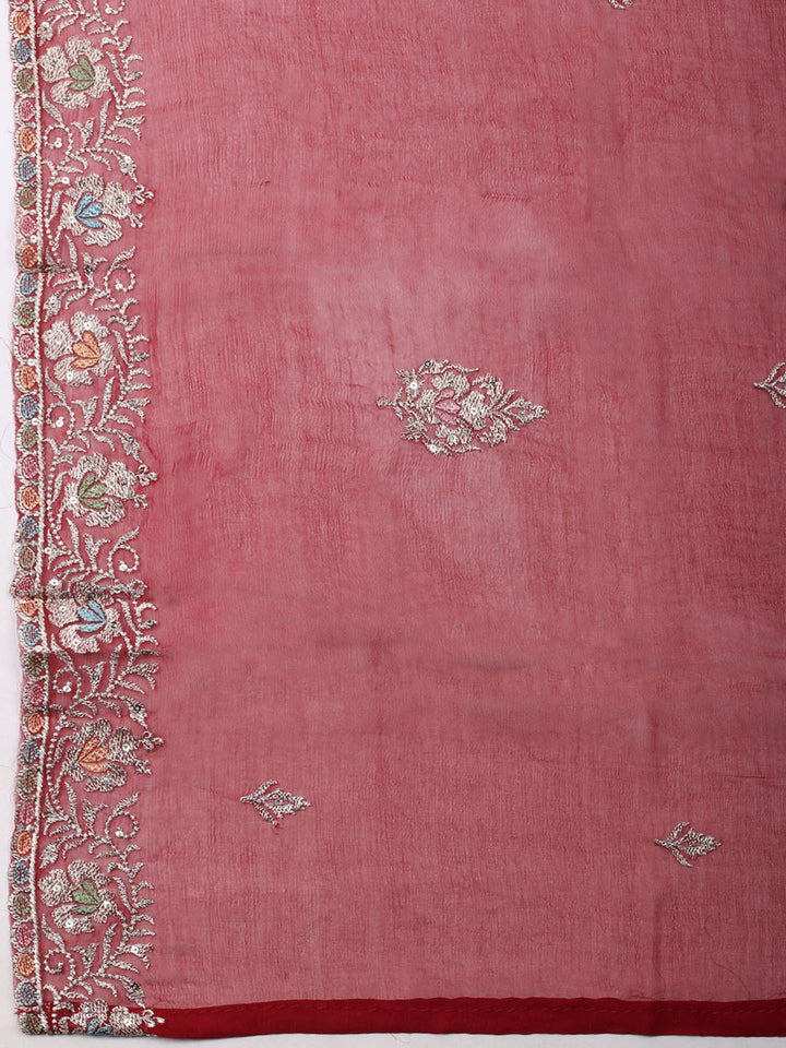 Embroirdred Organza Unstitched Suit With Dupatta