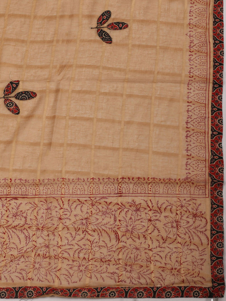 Printed Cotton Unstitched Suits Printed Suit With Pant &amp; Dupatta