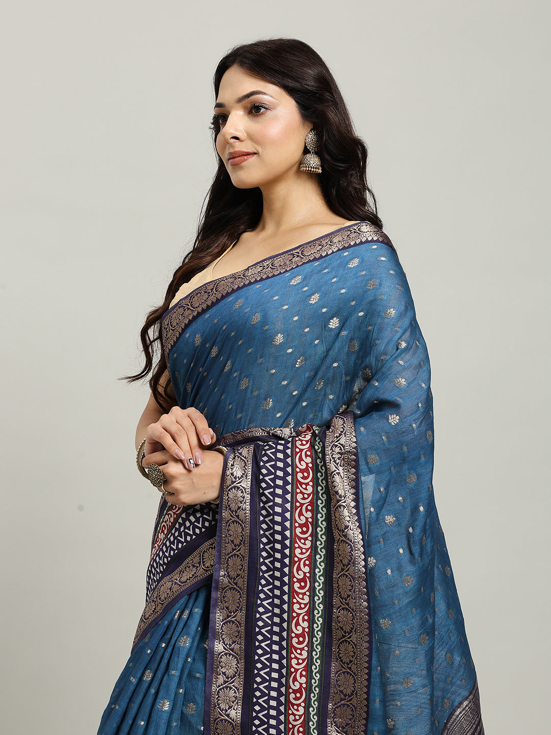 Digital Printed Cotton Blend Woven Saree