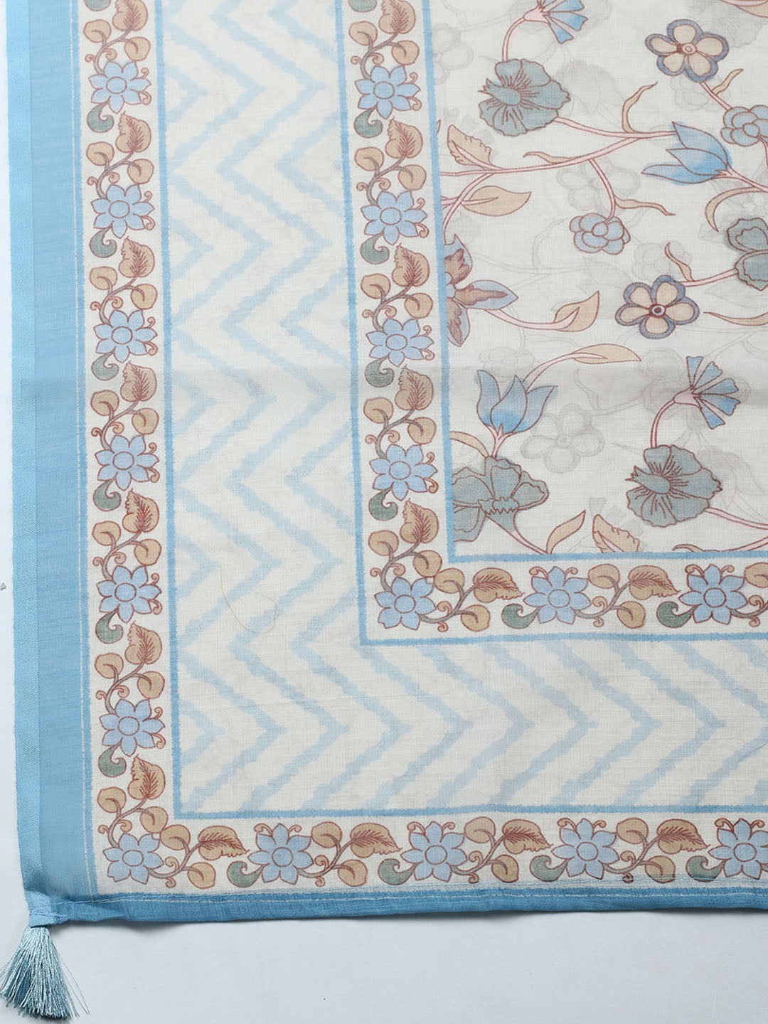 Printed Cotton Blend Unstitched Suit With Pant &amp; Dupatta