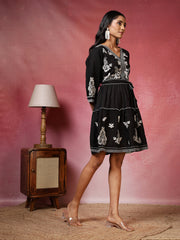 Embroidered Cotton Blend Dress