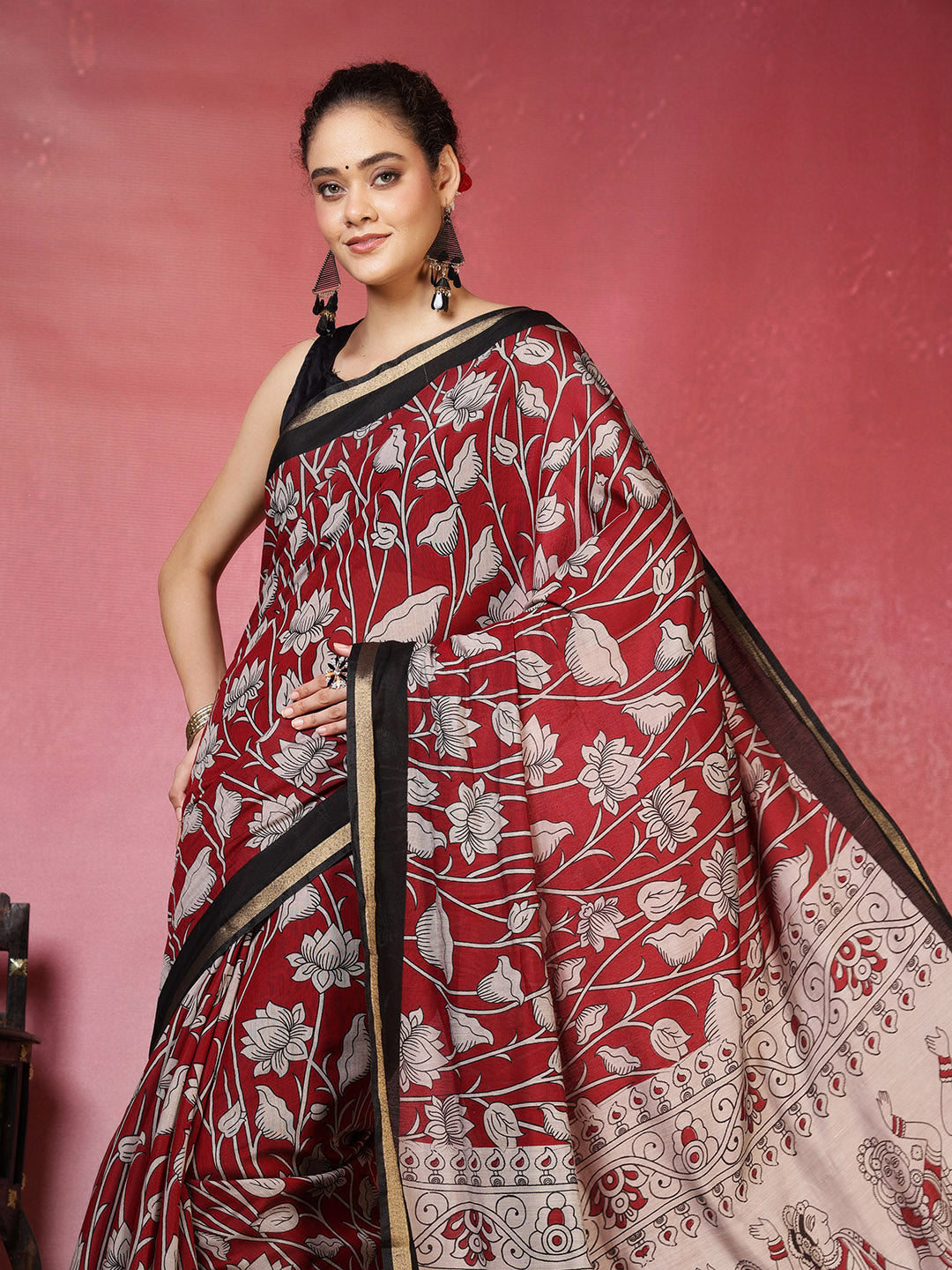 Floral Printed Art Silk Saree