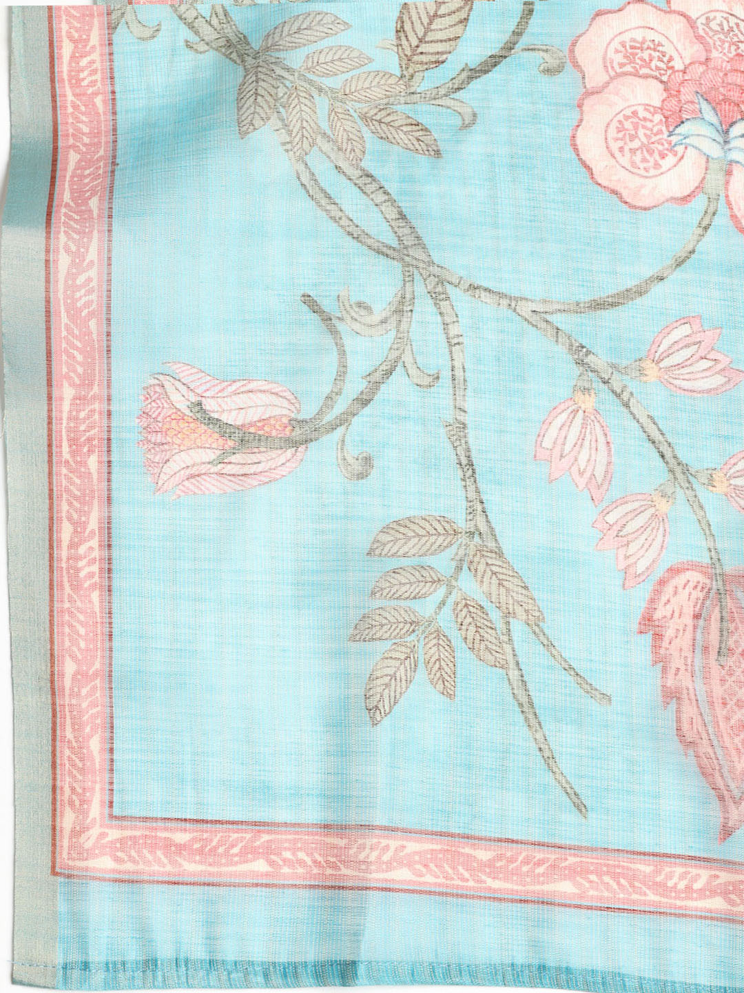 Neck Embroidered Chanderi Unstitched Suit With Dupatta