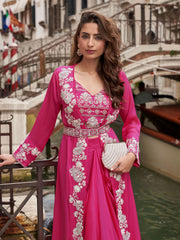 Embroidered Chinon Choli With Plazzo & Jacket