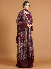 Gota Embroidery Crepe Kurta With Jacket & Dupatta